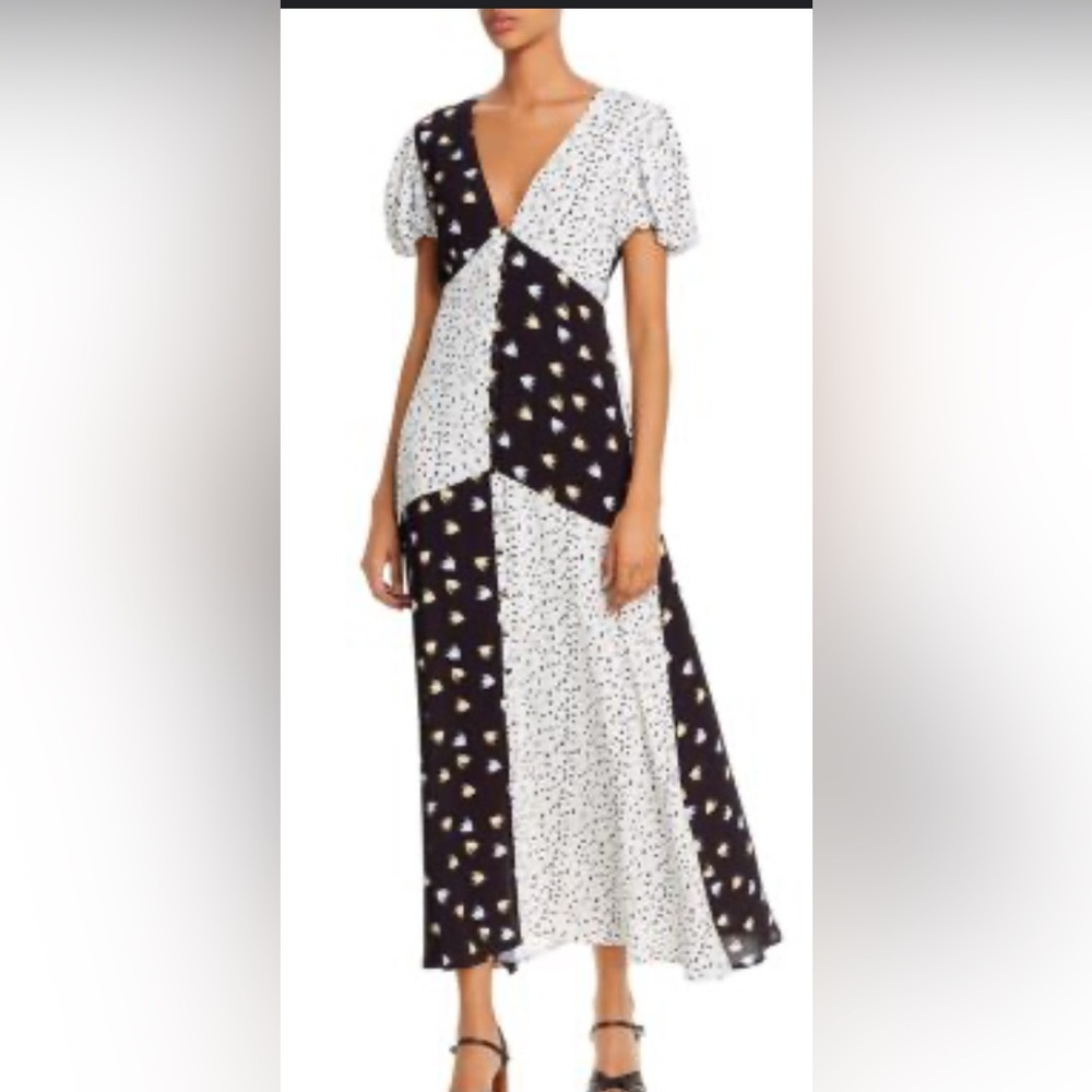 Rahi Confetti Patchwork Black and White Maxi Dress, NWT, Medium